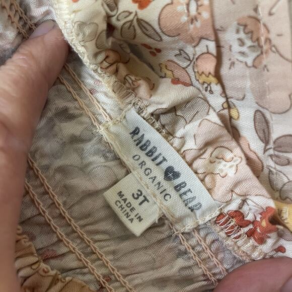 Rabbit + Bear Organic Cotton Girl Dress 3T Cottagecore Floral Smocked Ruffle - Picture 5 of 5